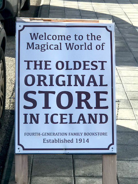 Sign for Magical World of The Oldest Original Store in Iceland.